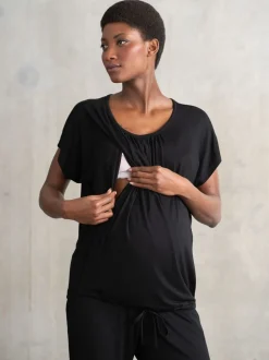 Zwart - Seraphine Maternity & Nursing Hospital Bag Pyjamas 2 Piece Set