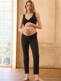 Zwart - Seraphine Premium Slim-Fit Zwangerschapsjeans van Biologisch Katoen Onder de Buik