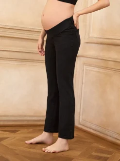 Zwart - Seraphine Premium Slim-Fit Zwangerschapsjeans van Biologisch Katoen Onder de Buik