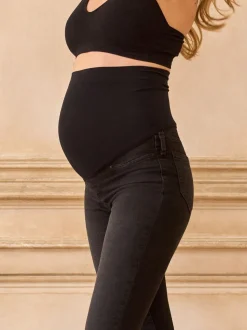 Zwart - Seraphine Tall Premium Organic Overbump Maternity Skinny Jeans