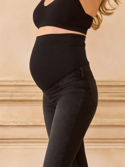 Zwart - Seraphine Tall Premium Organic Overbump Maternity Skinny Jeans