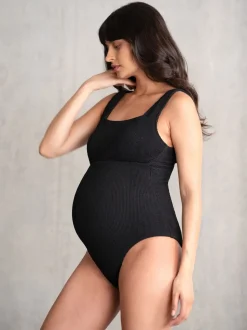 Zwart - Seraphine Textured Maternity Swimsuit