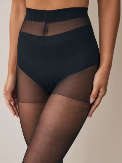 Zwart - Set van 3 glanzende 20 deniet panty's