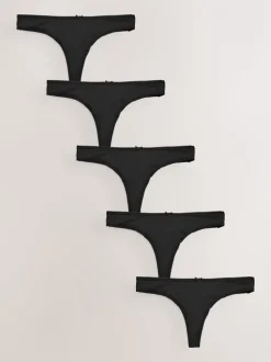 Zwart - Set van 5 slipjes van microvezels