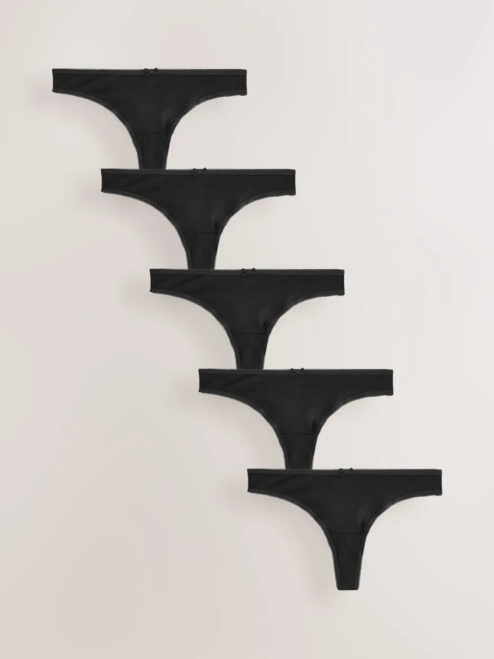 Zwart - Set van 5 slips met hoog katoengehalte