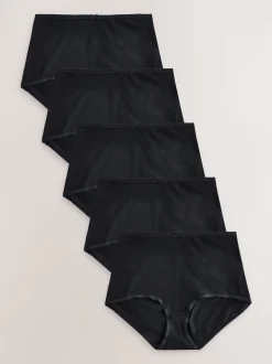 Zwart - Set van 5 slips met hoog katoengehalte