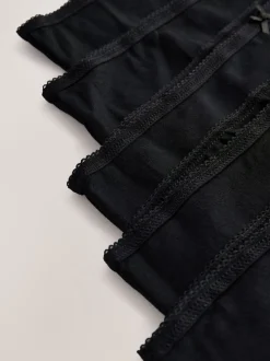 Zwart - Set van 5 slips met hoog katoengehalte