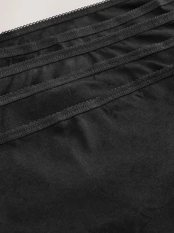 Zwart - Set van 5 slips met hoog katoengehalte