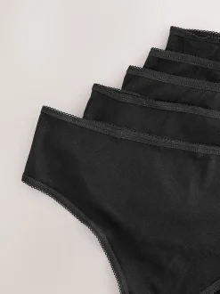 Zwart - Set van 5 slips met hoog katoengehalte