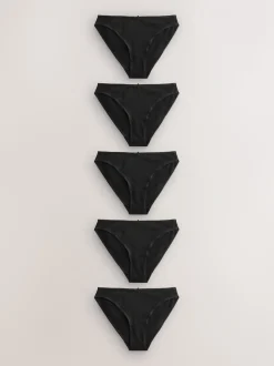 Zwart - Set van 5 slips met hoog katoengehalte