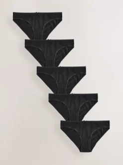 Zwart - Set van 5 slips met hoog katoengehalte