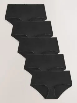 Zwart - Set van 5 slips met hoog katoengehalte