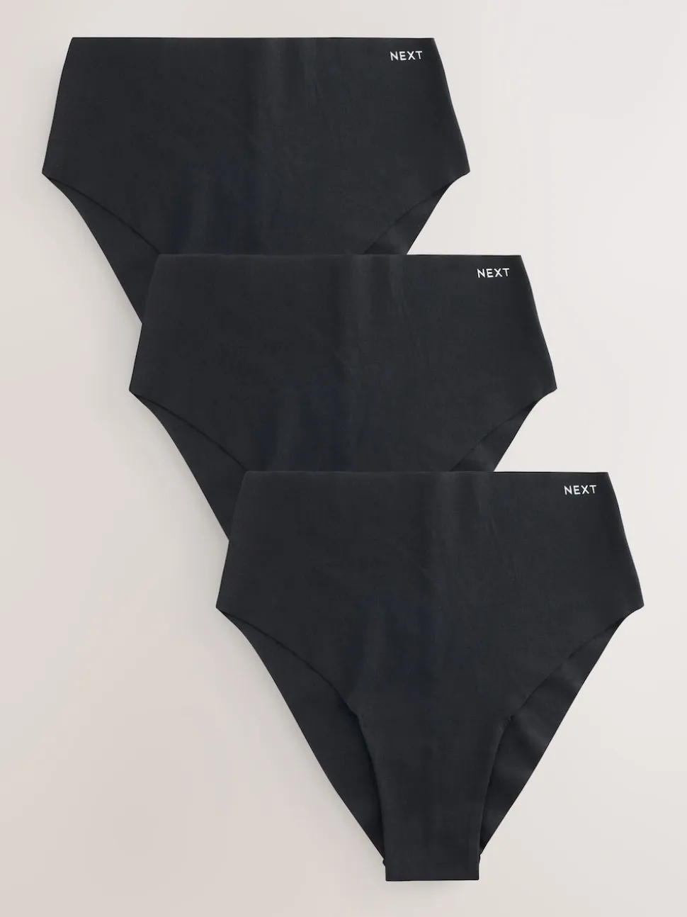 Zwart - Set van 3 slips van katoenmix zonder VPL