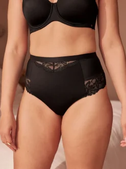 Zwart - Set van 4 vormgevende bikini's met kant op de rug en buikcorrigerend effect