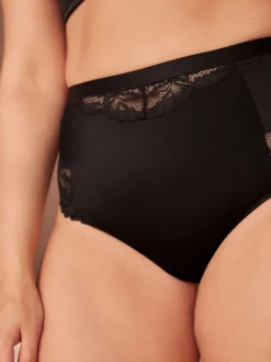 Zwart - Set van 4 vormgevende bikini's met kant op de rug en buikcorrigerend effect