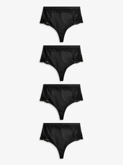 Zwart - Set van 4 vormgevende bikini's met kant op de rug en buikcorrigerend effect