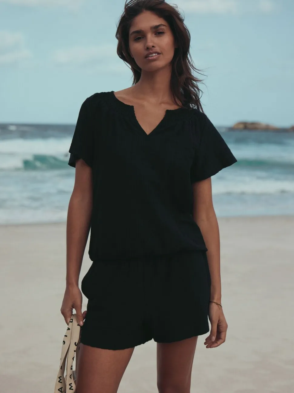 Zwart - Shirred Jersey Shorts