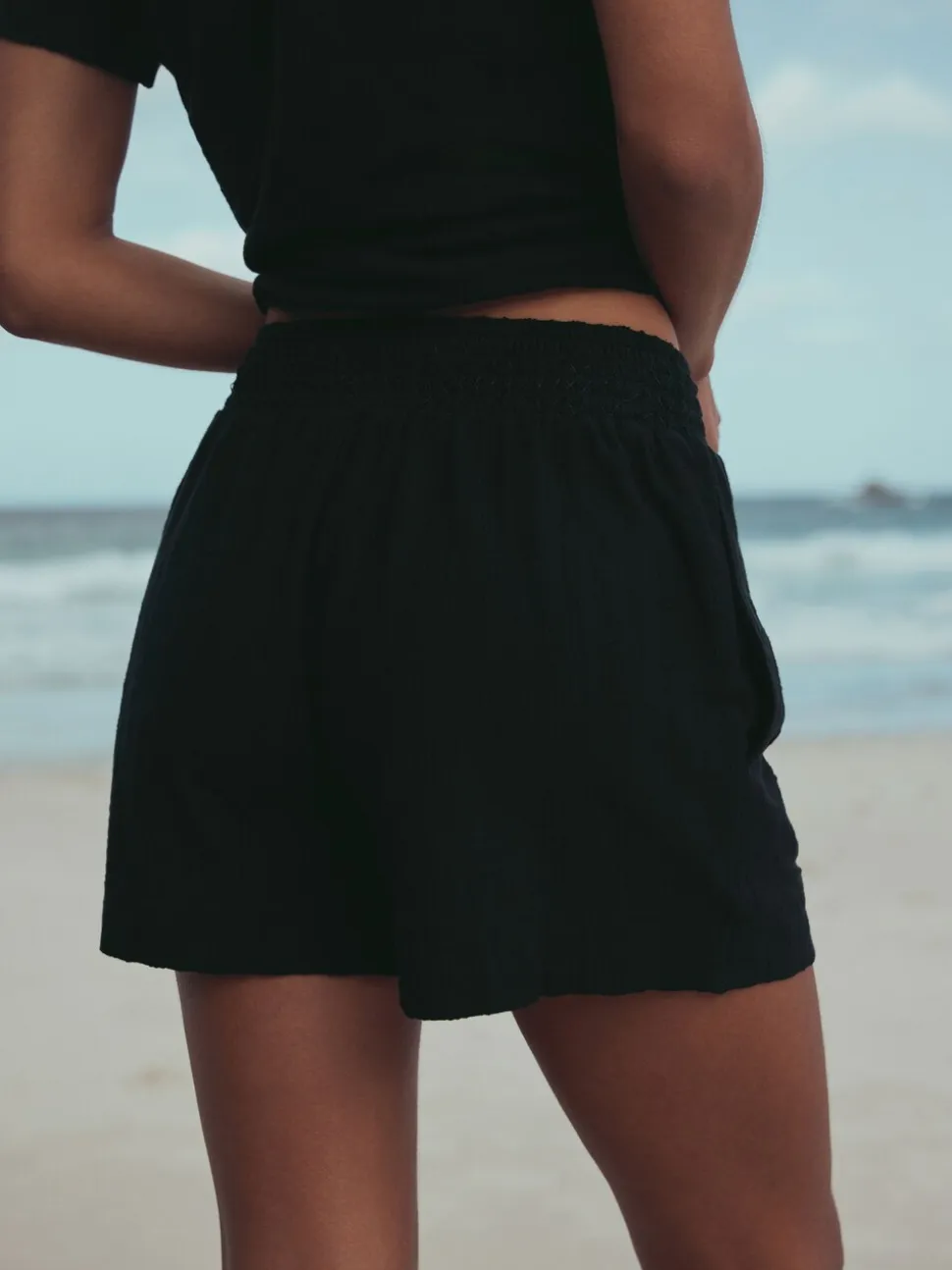 Zwart - Shirred Jersey Shorts