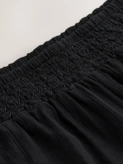 Zwart - Shirred Jersey Shorts