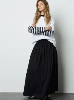 Zwart - Shirred Maxi Skirt