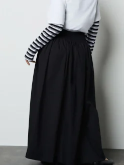 Zwart - Shirred Maxi Skirt
