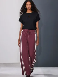 Zwart - Short Sleeve Keyhole Crew Neck Top