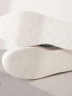 Zwart - Signature leren instapsneakers met dikke zool en plateauzool