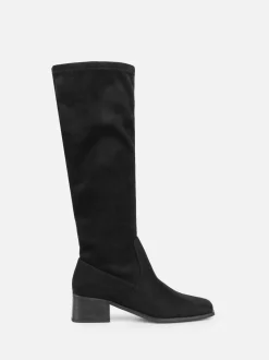 Zwart - Simmi London Xander Knee High Heeled Stretch Boots