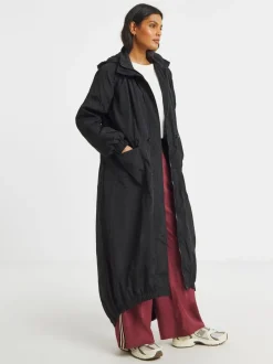 Zwart - Simply Be Longline Rubberised Raincoat.