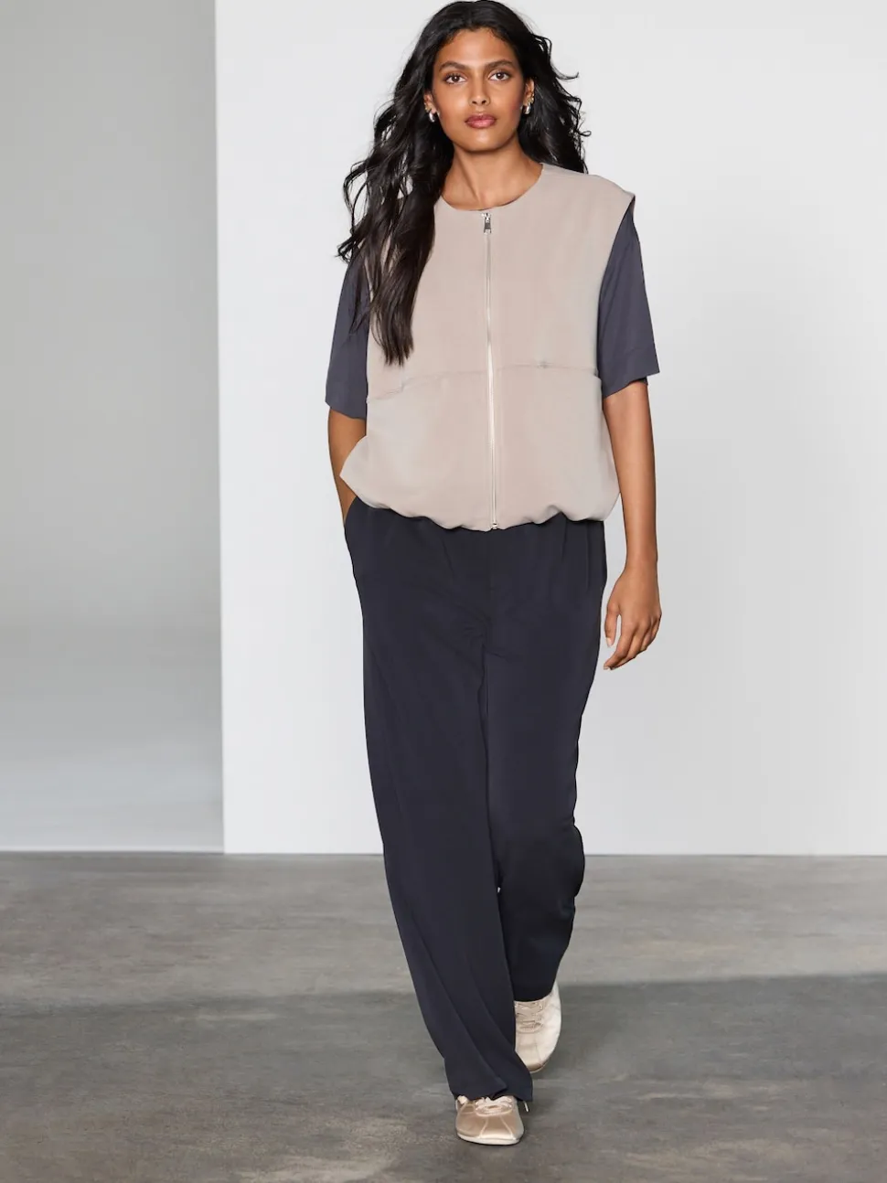 Zwart - Slinky superzachte jersey modal blend wijde pijpen pull-on broek