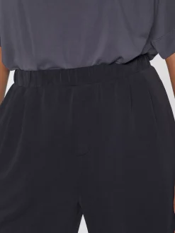 Zwart - Slinky superzachte jersey modal blend wijde pijpen pull-on broek