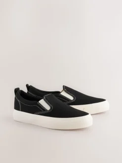Zwart - Slip On Canvas Skater Trainers