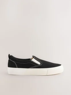 Zwart - Slip On Canvas Skater Trainers