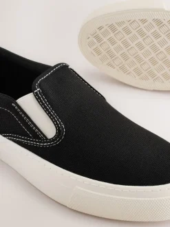 Zwart - Slip On Canvas Skater Trainers