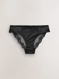 Zwart - Slips van mesh en kant
