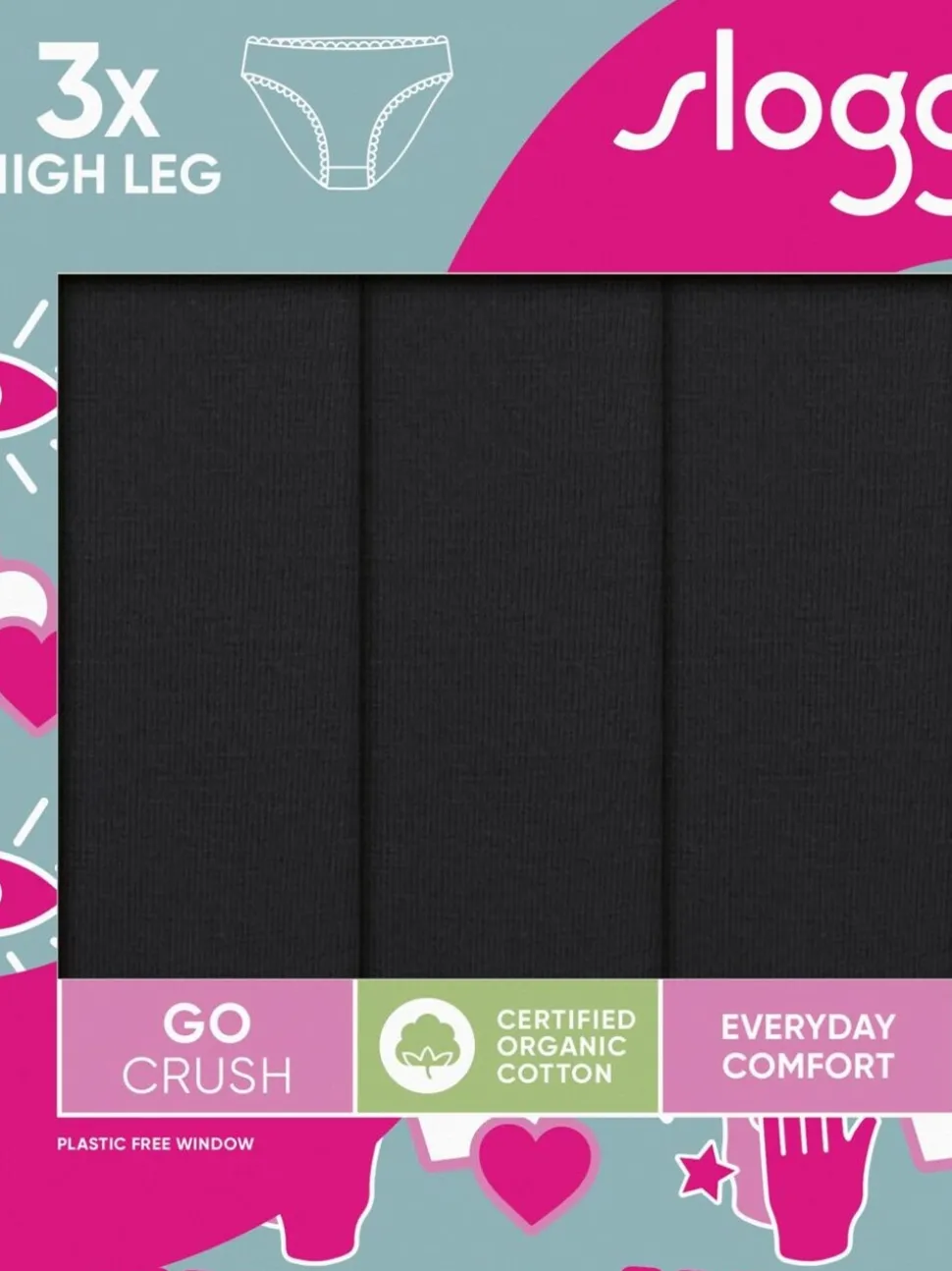 Zwart - Sloggi GO Crush Hipsters 3 Pack
