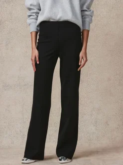 Zwart - Smoothing Ponte Jersey Broek met Wijde Pijpen