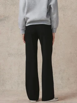 Zwart - Smoothing Ponte Jersey Broek met Wijde Pijpen