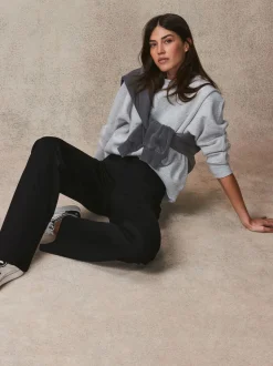 Zwart - Smoothing Ponte Jersey Broek met Wijde Pijpen
