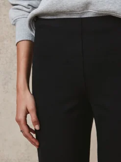 Zwart - Smoothing Ponte Jersey Broek met Wijde Pijpen