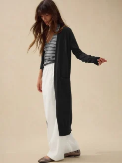 Zwart - Soft Touch Katoenrijk Longline Vest