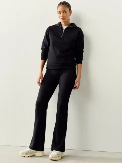 Zwart - Soft Touch Rib Ruched Flare Leggings