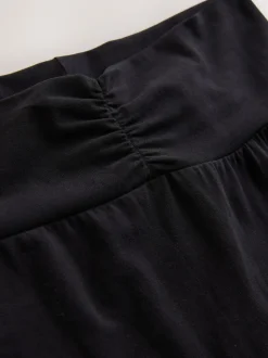 Zwart - Soft Touch Rib Ruched Flare Leggings