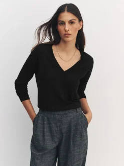 Zwart - Soft Touch V-Neck Cotton Rich Jumpers 2 Pack