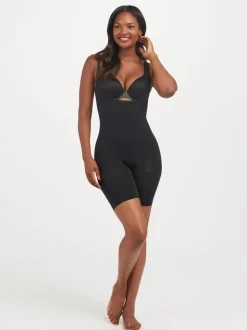 Zwart - SPANXsculpt™ Naadloze Power bodysuit met open buste tot halverwege de dij