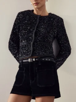 Zwart - Sparkle Buckle Satin Skinny Belt