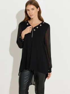 Zwart - Star by Julien MacDonald Zip Detail Eyelet Top