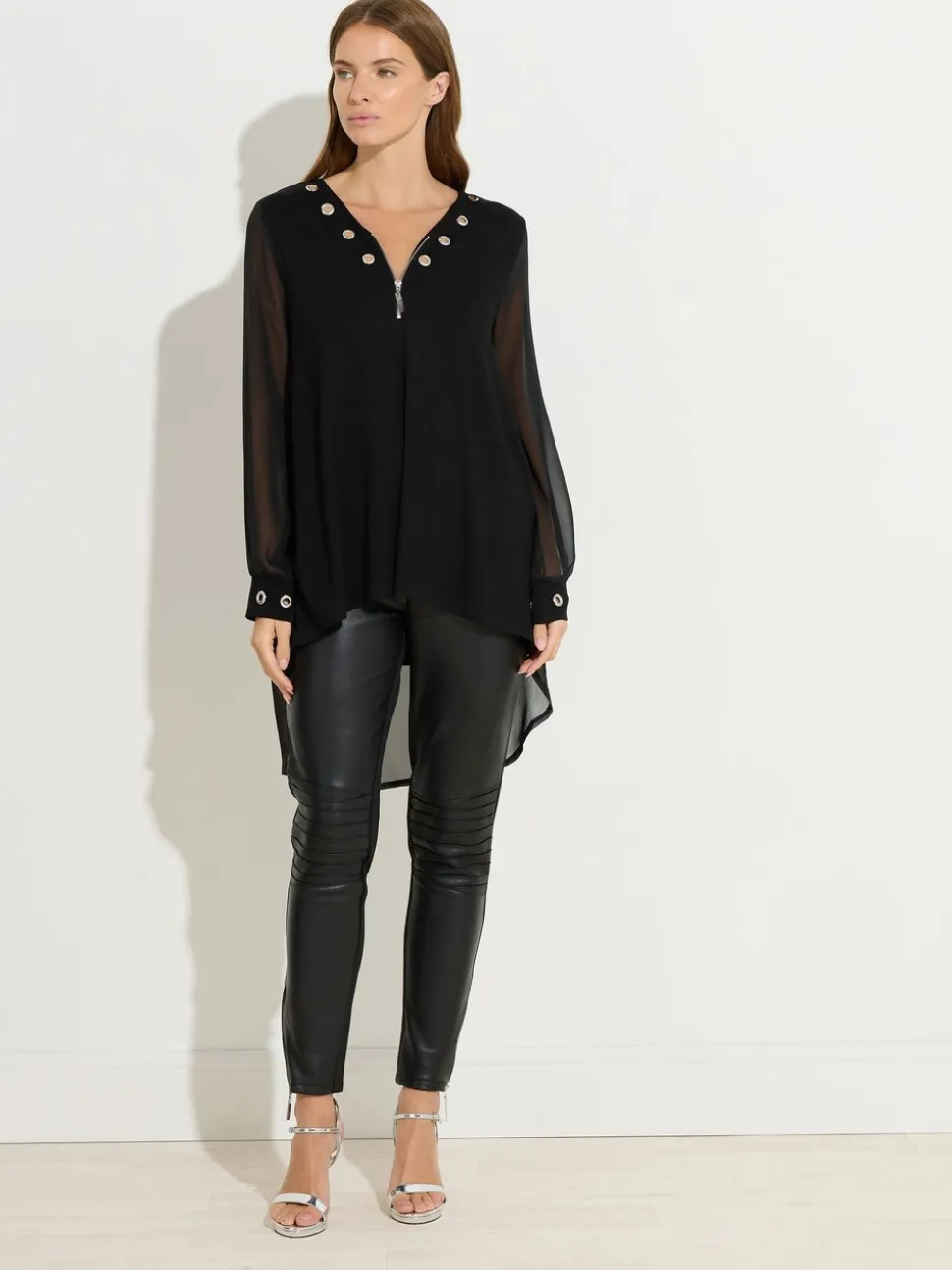 Zwart - Star by Julien MacDonald Zip Detail Eyelet Top