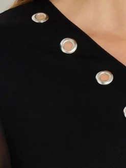 Zwart - Star by Julien MacDonald Zip Detail Eyelet Top