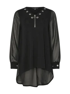 Zwart - Star by Julien MacDonald Zip Detail Eyelet Top